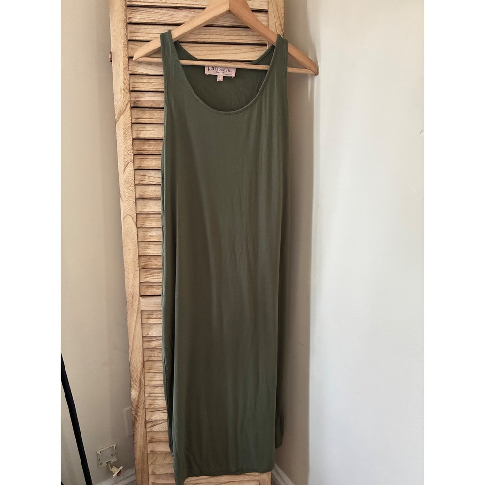Philosophy Republic Clothing Womens Olive Green Sleeveless Maxi Dress Large L
